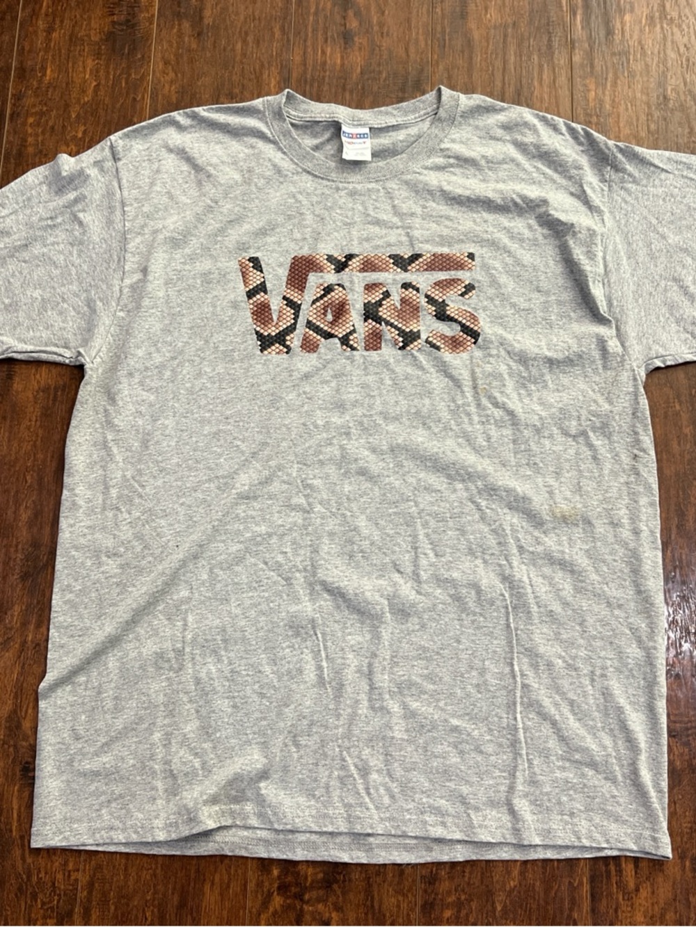 Jerzees Vans Snake Heather Gray Tee with Brown Camo Logo